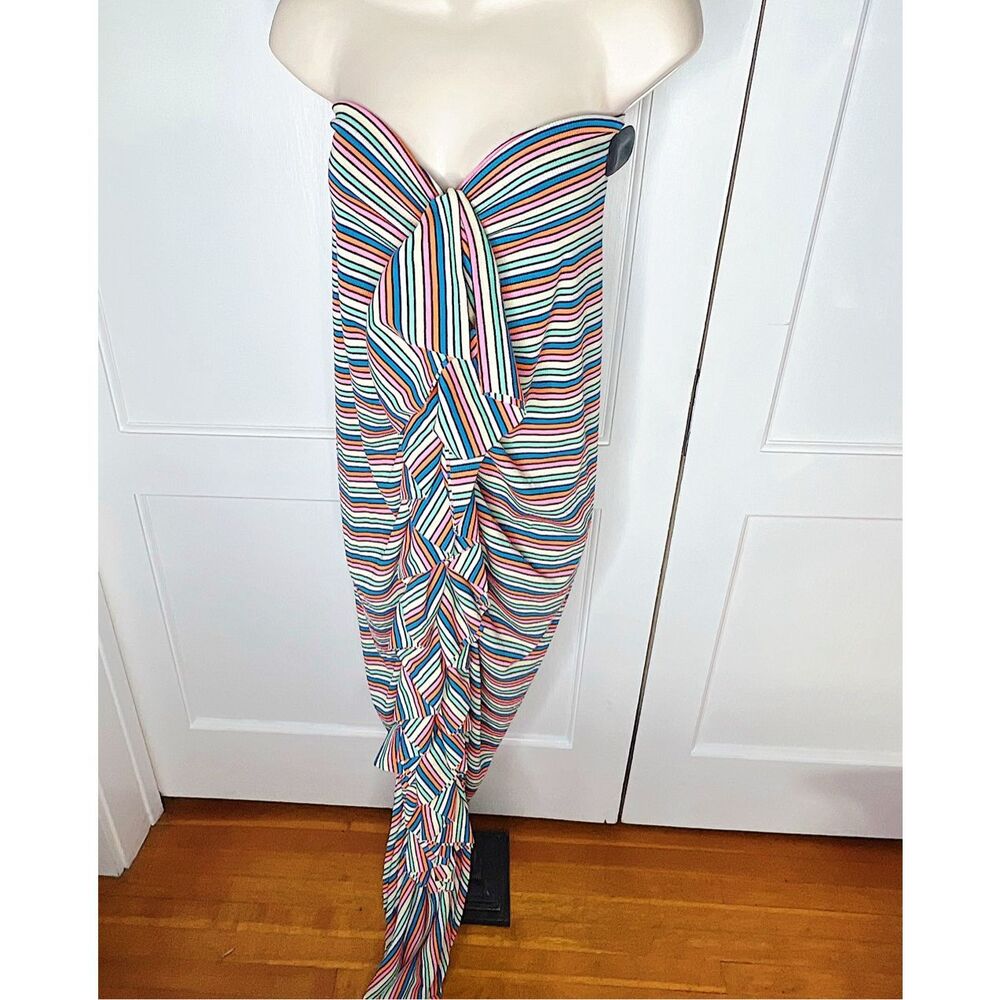 Philthy Ragz Striped Multi-Way Ruffle Maxi Dress One Size